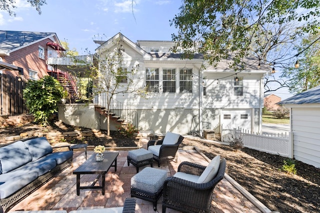 exterior space featuring an outdoor hangout area