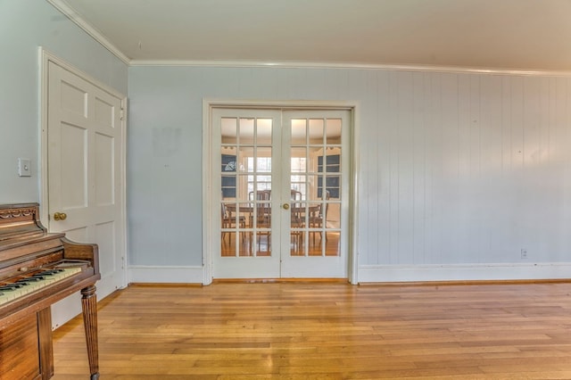 282 Cedar Ridge Rd, Dalton, GA 30721 - doorway featuring baseboards, light wood-style floors, ornamental molding, and french doors