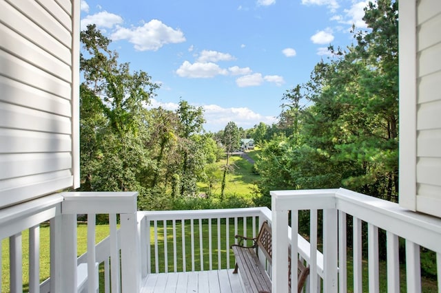 478 Dedmon Rd, Ringgold, GA 30736 - wooden deck featuring view of wooded area and a yard