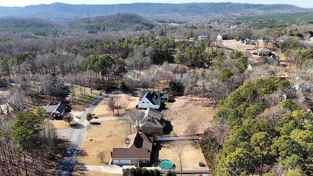 birds eye view of property featuring a mountain view