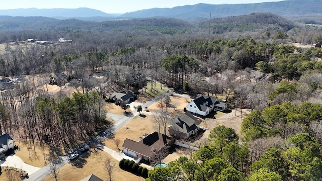 bird's eye view with a mountain view