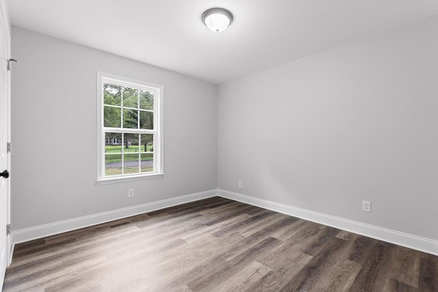 spare room featuring dark wood-type flooring