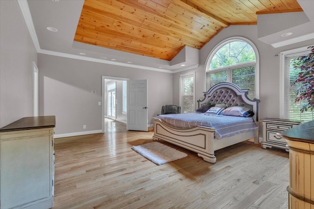 299 Charlotte Dr, Dalton, GA 30720 - bedroom featuring wood ceiling, light wood-style floors, vaulted ceiling, and recessed lighting