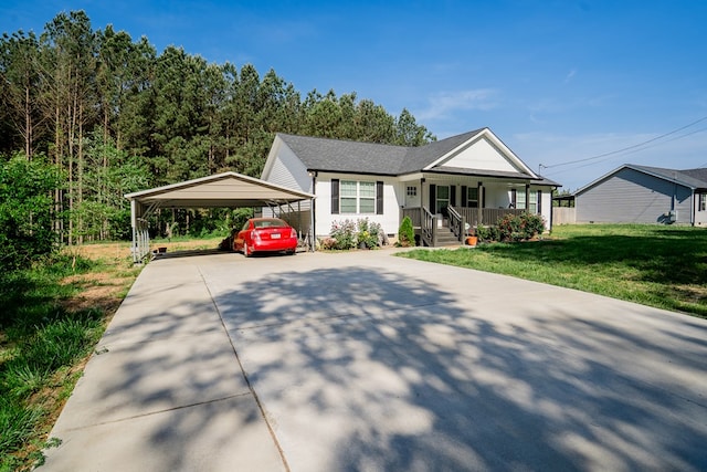 2549 Prospect Rd, Dalton, GA 30721 - bungalow featuring a porch, a front lawn, a carport, and concrete driveway