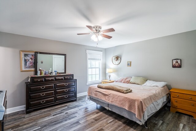 2549 Prospect Rd, Dalton, GA 30721 - bedroom featuring a ceiling fan, baseboards, and dark wood-style flooring