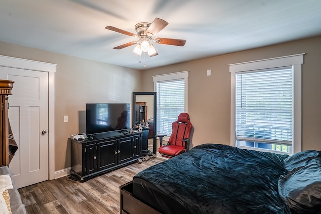 2549 Prospect Rd, Dalton, GA 30721 - bedroom with ceiling fan, baseboards, and wood finished floors