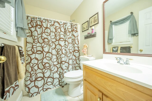 1730 Brighton Way, Dalton, GA 30720 - full bath featuring vanity, toilet, curtained shower, and tile patterned floors