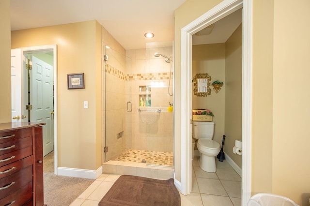 1730 Brighton Way, Dalton, GA 30720 - bathroom with tile patterned flooring, a stall shower, toilet, and baseboards