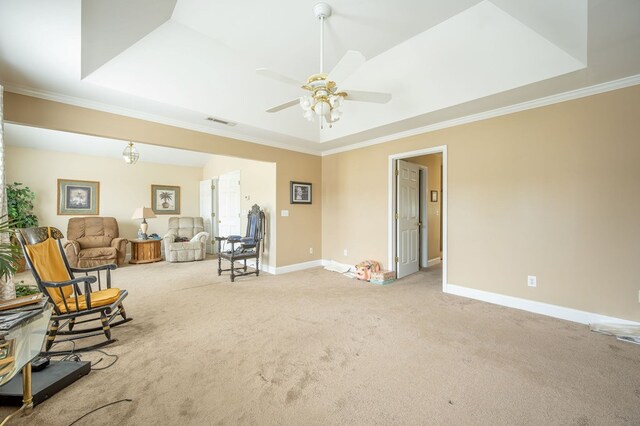 1730 Brighton Way, Dalton, GA 30720 - sitting room with ornamental molding, baseboards, light colored carpet, and a ceiling fan