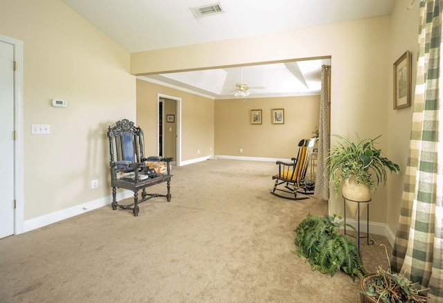 1730 Brighton Way, Dalton, GA 30720 - living area featuring carpet, baseboards, and a ceiling fan