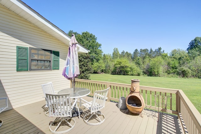 deck featuring a lawn