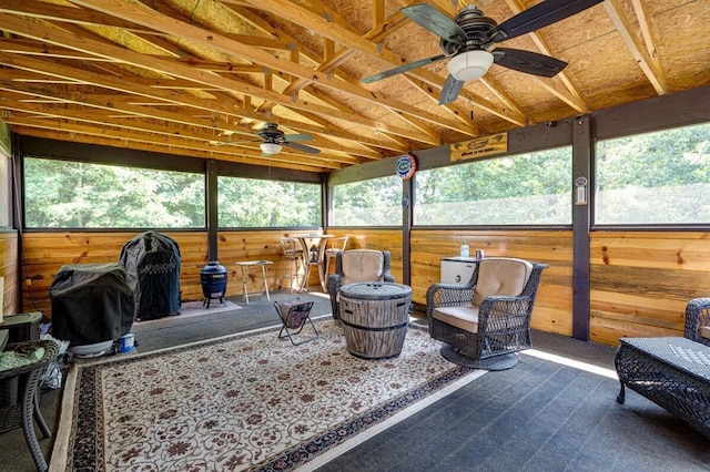 1359 Dustin Dr, Dalton, GA 30720 - sunroom / solarium featuring a ceiling fan, plenty of natural light, and lofted ceiling