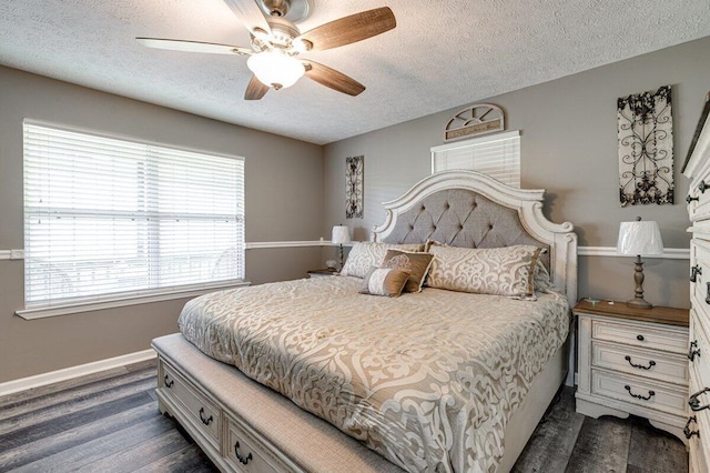 1359 Dustin Dr, Dalton, GA 30720 - bedroom featuring a textured ceiling, dark wood-type flooring, and a ceiling fan