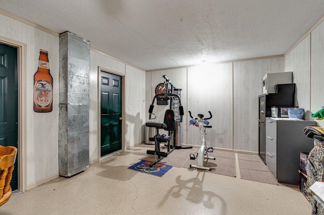 1359 Dustin Dr, Dalton, GA 30720 - exercise area featuring a textured ceiling and ornamental molding