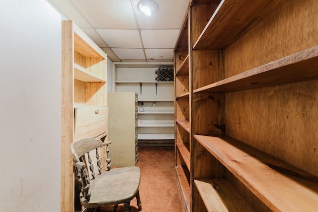 walk in closet with a drop ceiling