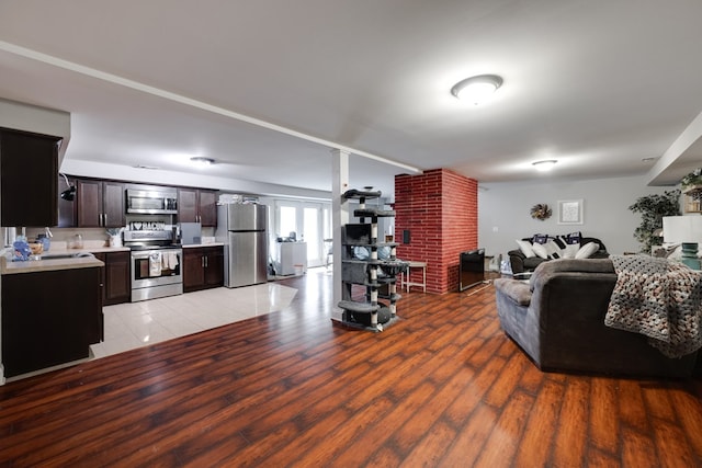 living room with light wood-style floors