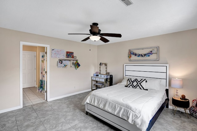 bedroom featuring ceiling fan