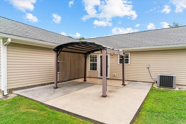 view of patio featuring a pergola and central air condition unit