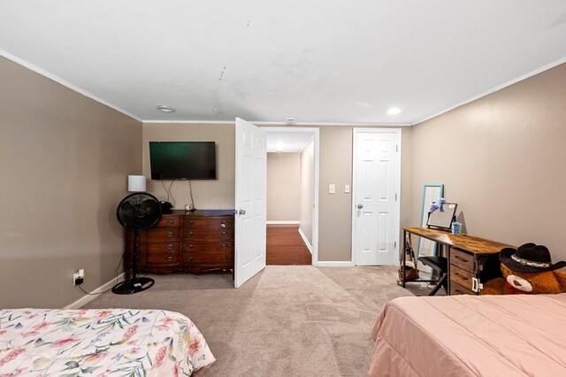 3414 Chattanooga Rd, Tunnel Hill, GA 30755 - bedroom with crown molding, carpet floors, and recessed lighting