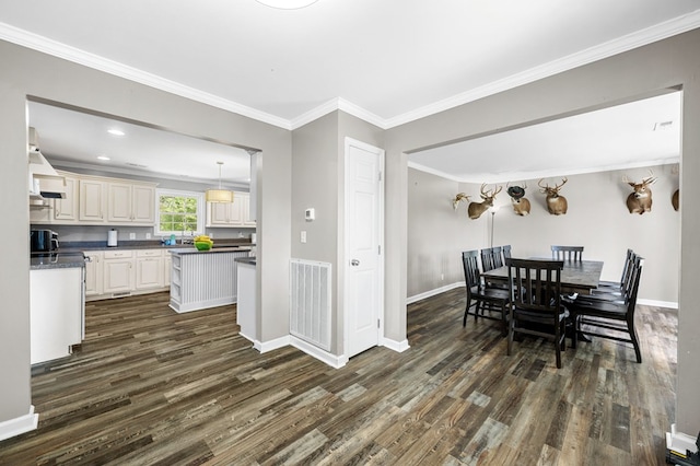 3414 Chattanooga Rd, Tunnel Hill, GA 30755 - dining room with dark wood-type flooring and crown molding