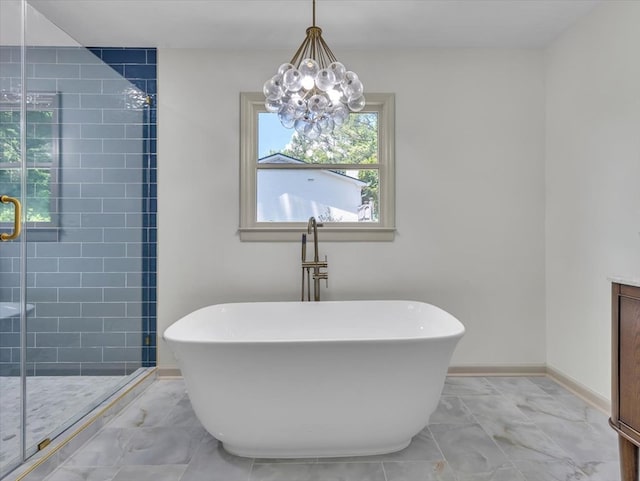100 Tibbs Rd, Dalton, GA 30720 - full bath with a soaking tub, marble finish floors, and a shower stall