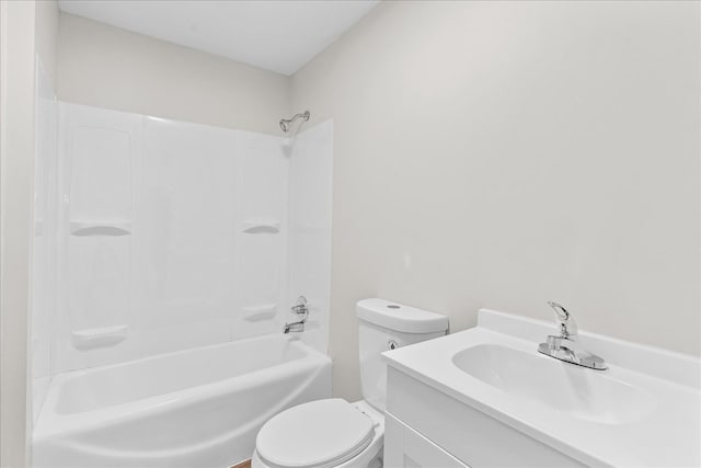 bathroom featuring shower / bathing tub combination, vanity, and toilet