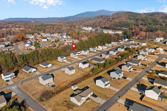 birds eye view of property featuring a mountain view