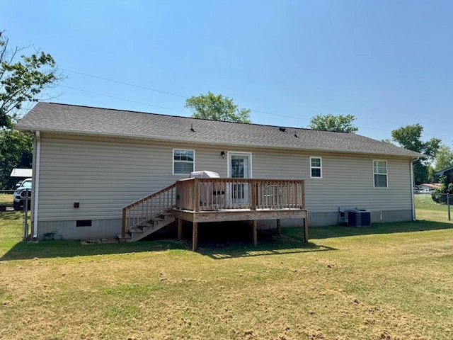 4511 Crestway Dr, Cohutta, GA 30710 - back of property featuring crawl space, a deck, and stairway