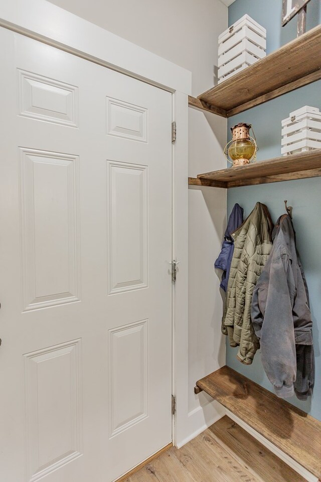 mudroom featuring light wood finished floors