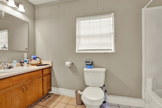 bathroom featuring tile patterned floors, toilet, and vanity