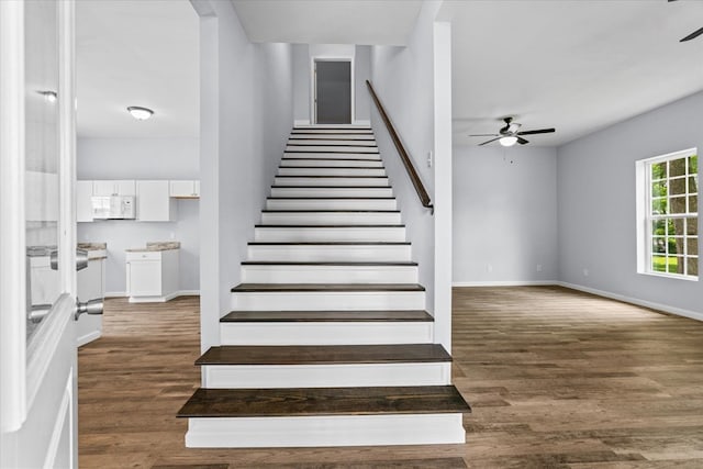 429 Glenwood Ave, Dalton, GA 30721 - stairs featuring ceiling fan and wood finished floors