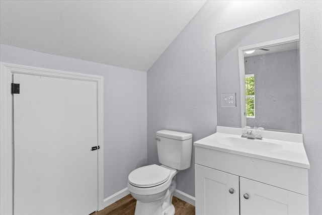 429 Glenwood Ave, Dalton, GA 30721 - half bathroom with vanity, wood finished floors, and lofted ceiling