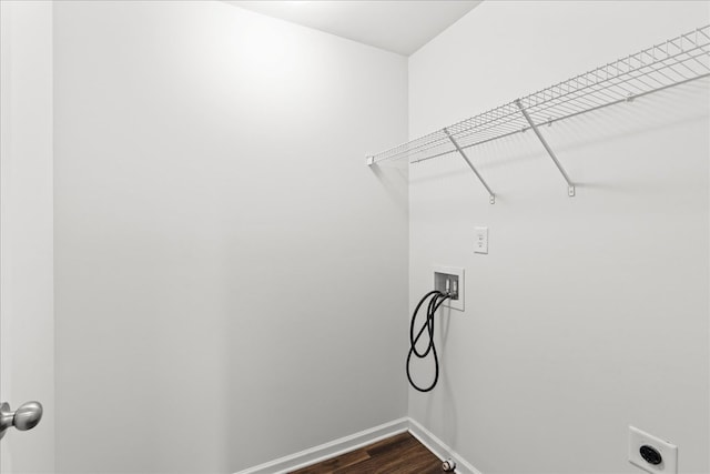 132 Village Creek Dr, Chatsworth, GA 30705 - laundry area with washer hookup, dark wood-type flooring, baseboards, and hookup for an electric dryer
