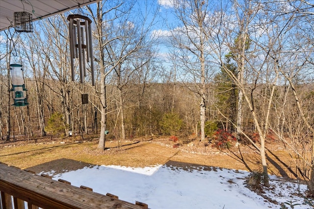 view of yard layered in snow