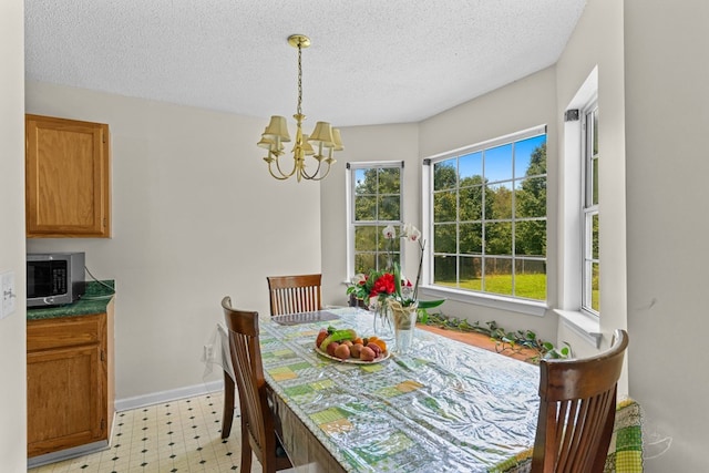 163 Shawn Ln, Chatsworth, GA 30705 - dining room with a chandelier, light floors, and a textured ceiling