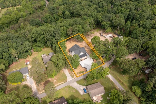 209 Crest Dr, Rocky Face, GA 30740 - aerial view of property's location featuring a heavily wooded area and property parcel outlined