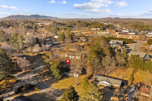 birds eye view of property with a mountain view