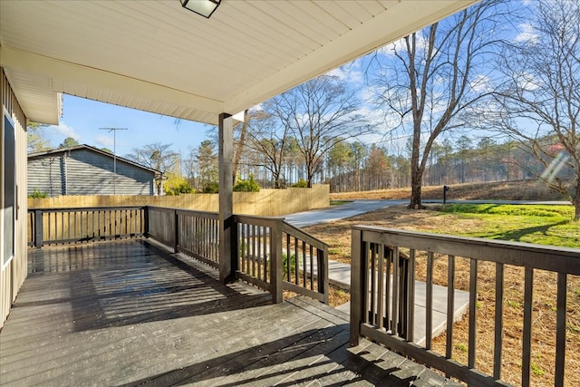 wooden deck featuring fence
