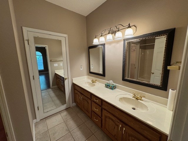 1694 Red Oak Dr Unit 185, Dalton, GA 30721 - full bathroom featuring double vanity, tile patterned floors, and a shower