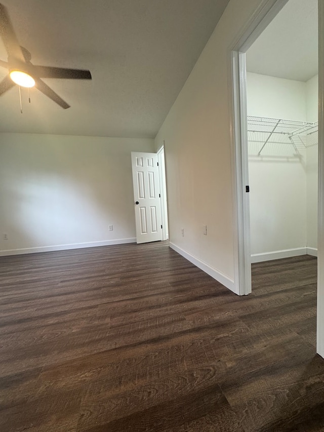 408 Ridgecrest Dr, Lafayette, GA 30728 - empty room with a ceiling fan, baseboards, and dark wood-style flooring
