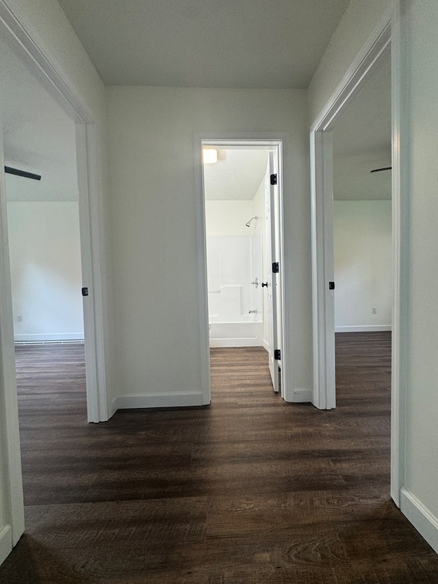 408 Ridgecrest Dr, Lafayette, GA 30728 - hallway with dark wood finished floors and baseboards