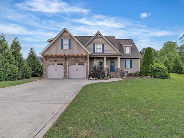 1000 Robin Way, Rocky Face, GA 30740 - craftsman house featuring concrete driveway, a front lawn, a garage, and covered porch