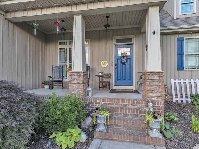 1000 Robin Way, Rocky Face, GA 30740 - doorway to property with a porch and board and batten siding