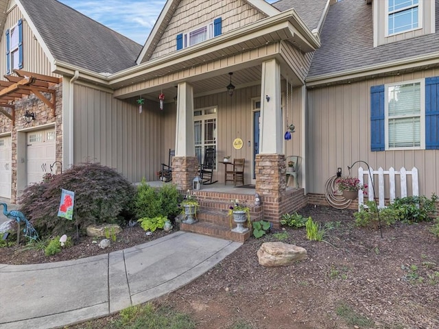 1000 Robin Way, Rocky Face, GA 30740 - property entrance with a porch, a shingled roof, board and batten siding, and an attached garage