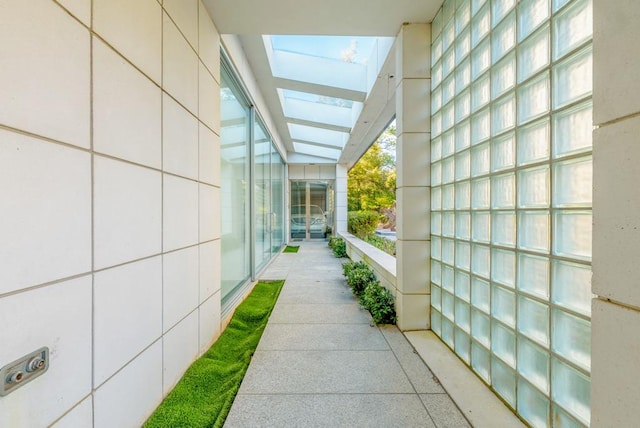 hall with a skylight