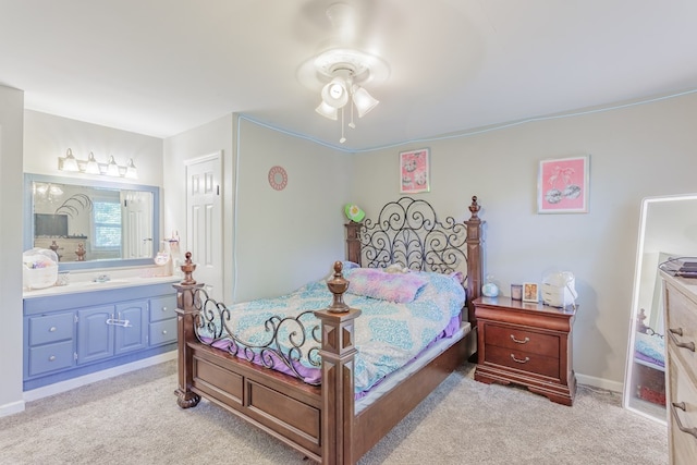 1900 Meadowbrook Cir, Dalton, GA 30720 - bedroom with light carpet, a sink, ensuite bath, and baseboards