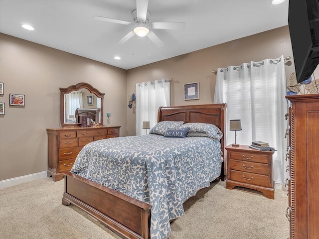 1501 Augusta Dr Unit 1, Dalton, GA 30721 - bedroom with light colored carpet, recessed lighting, ceiling fan, and baseboards
