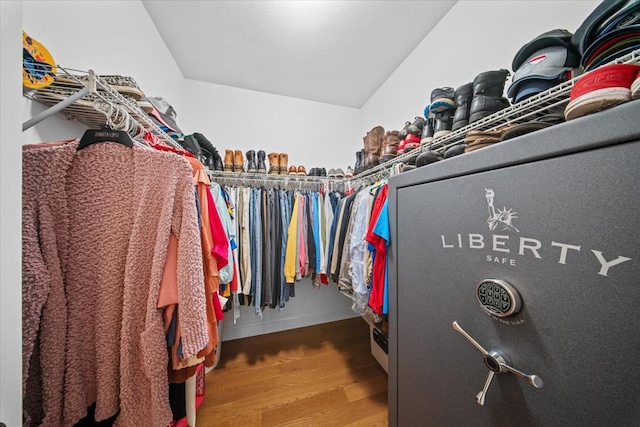 spacious closet featuring hardwood / wood-style flooring