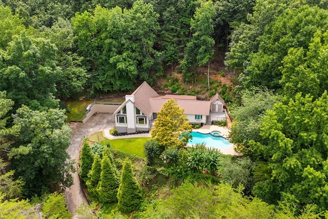 2219 Rocky Face Cir, Dalton, GA 30740 - view from above of property with a pool area and a forest