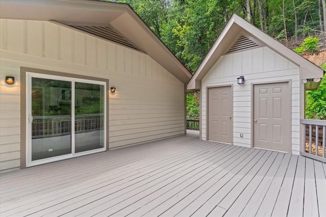 2219 Rocky Face Cir, Dalton, GA 30740 - deck featuring an outbuilding